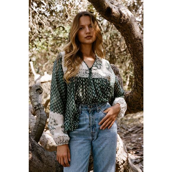 Daughters of India Rooh Long Sleeves Blouse in Pine Sz XS - Picture 5 of 12